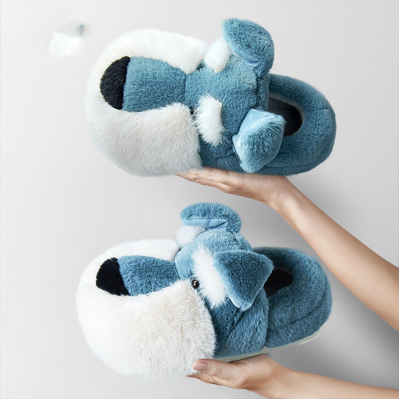 Plush Schnauzer Slippers