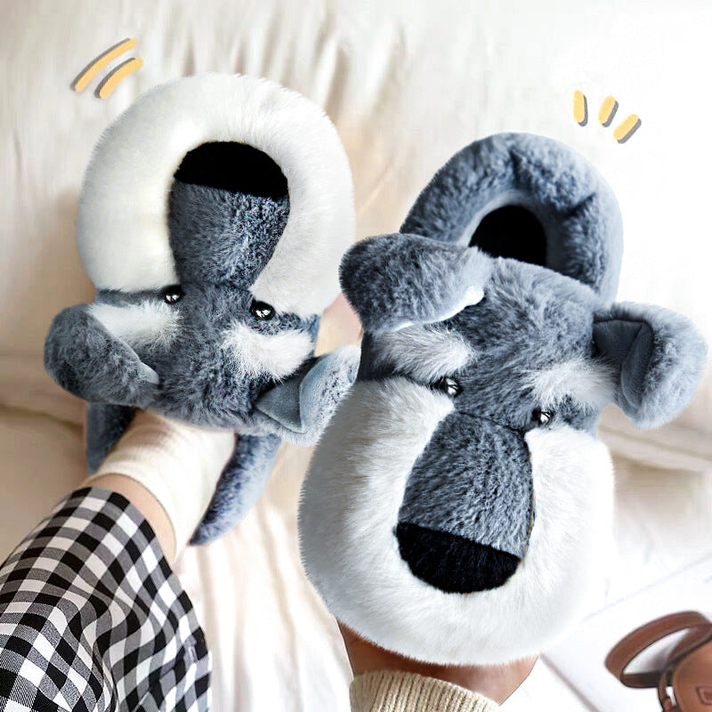 Plush Schnauzer Slippers