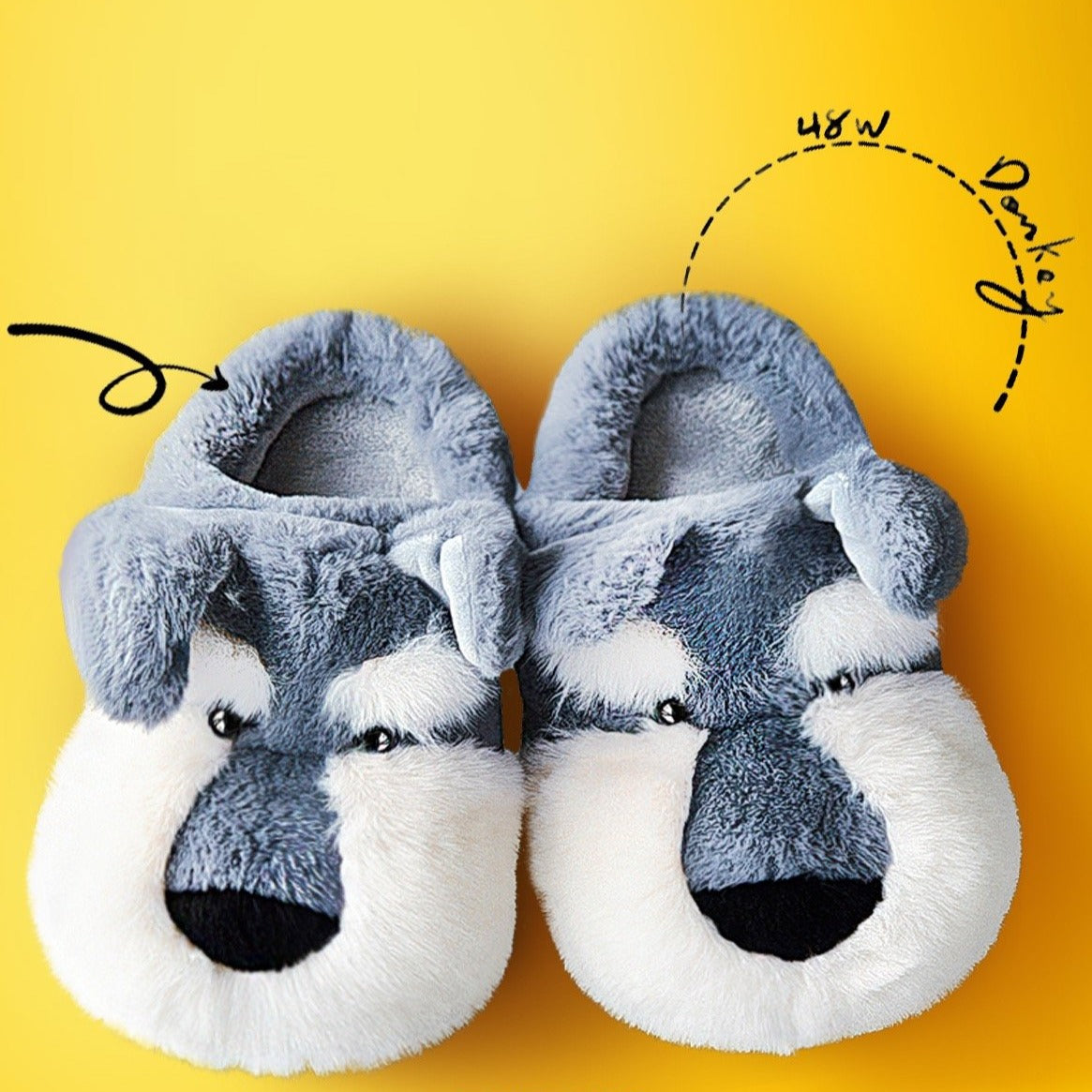Plush Schnauzer Slippers