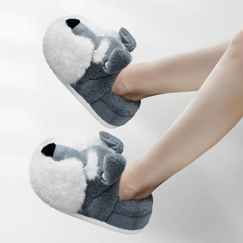 Plush Schnauzer Slippers