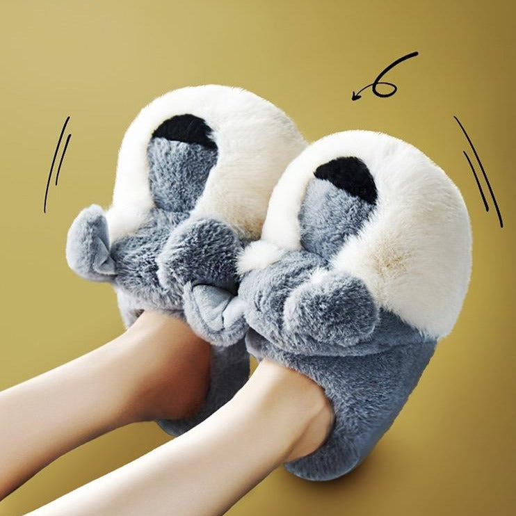 Plush Schnauzer Slippers