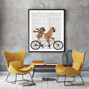 Bulldog and Bicycle Canvas Poster