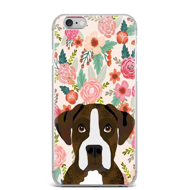 Boxer Dog And Flowers iPhone Case