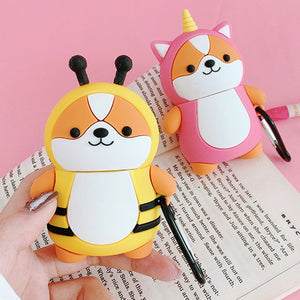 Unicorn And Bee Shiba AirPods Case