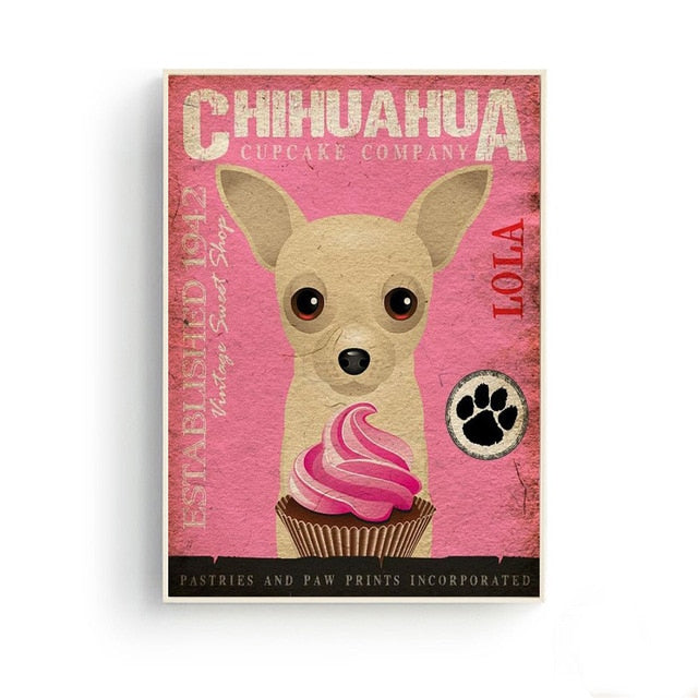 Chihuahua Cupcake Canvas Poster