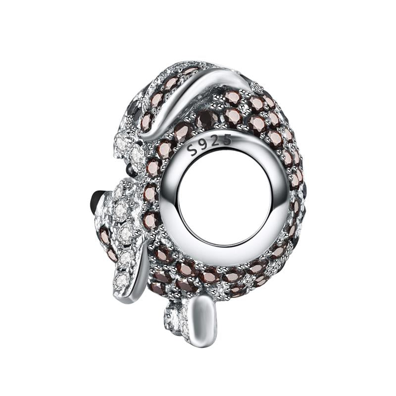 925 Sterling Silver Schnauzer Charm With Zircon-charm-Ploocy-Ploocy
