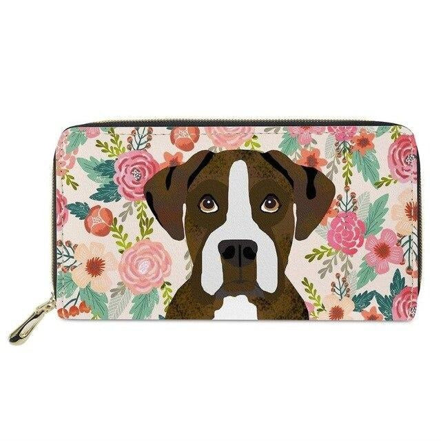 Boxer Dog And Flowers Wallet