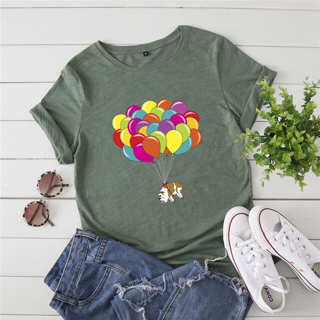 English Bulldog And Balloons T-shirt