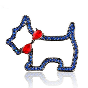 Blue Crystal Westie Brooch