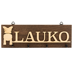 Wooden Personalized Dog Name Leash Holder