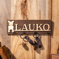 Wooden Personalized Dog Name Leash Holder