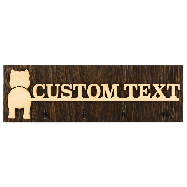 Wooden Personalized Dog Name Leash Holder