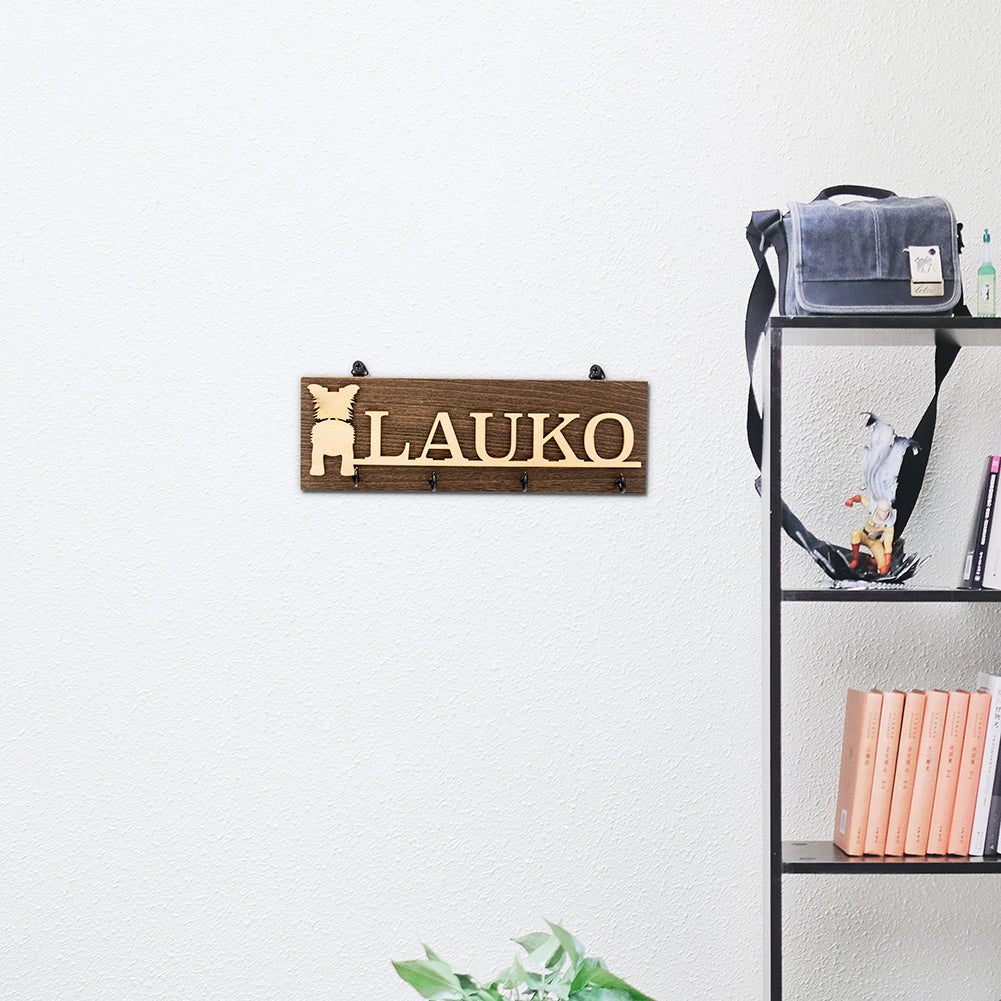 Wooden Personalized Dog Name Leash Holder