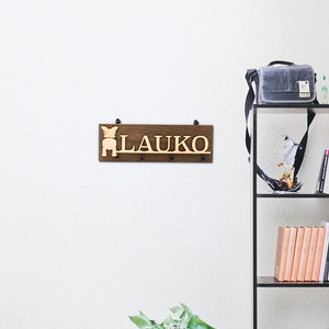 Wooden Personalized Dog Name Leash Holder