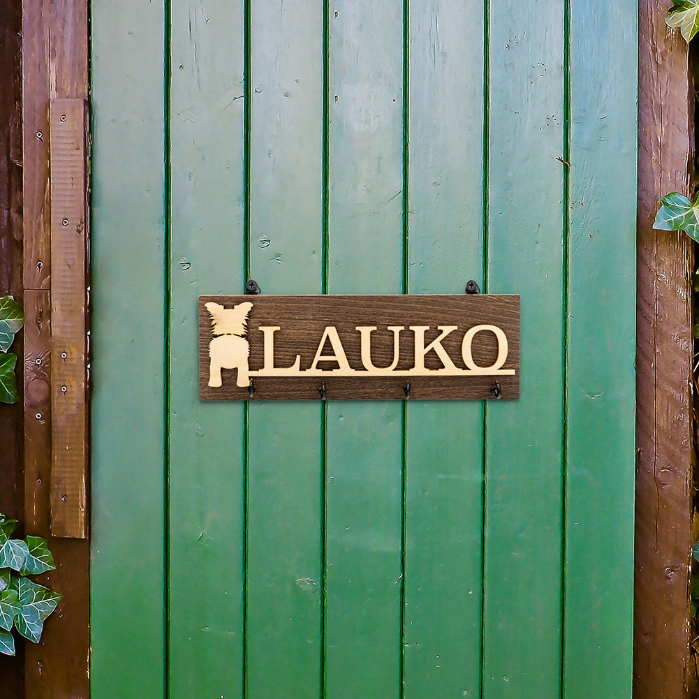 Wooden Personalized Dog Name Leash Holder