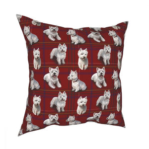 Red Tartan Westie Cushion cover