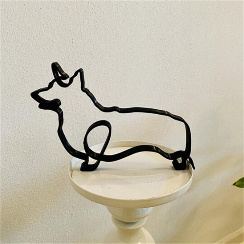 Metal Corgi Sculpture
