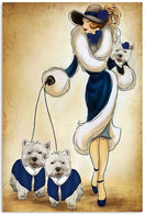 Lady with Westies Metal Wall Art