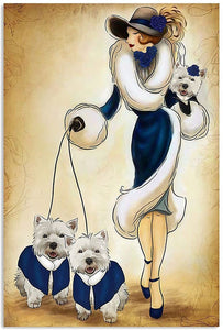 Lady with Westies Metal Wall Art