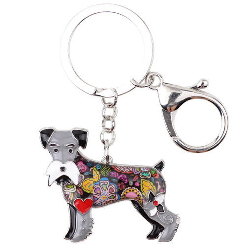 Colorful Mini Miniature Schnauzer Keychain