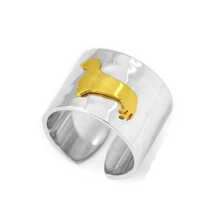 Personalized Gold Dachshund Ring