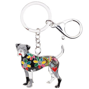 Spring Bloom Boxer Dog Keychain