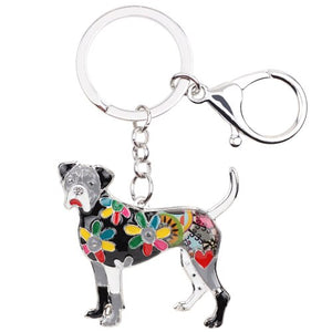 Spring Bloom Boxer Dog Keychain