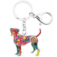 Spring Bloom Boxer Dog Keychain