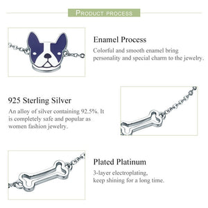 925 Sterling Silver French Bulldog Bracelet