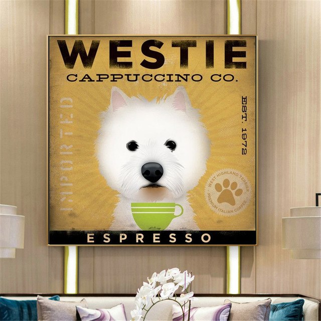 Westie Cappuccino Co. Canvas Poster