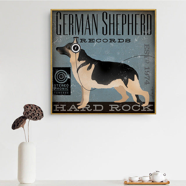 German Shepherd Records Canvas Poster