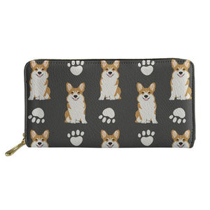 Pzuqiu Corgi Dog Women's Pu Leather Wallet Cute Card Organizer