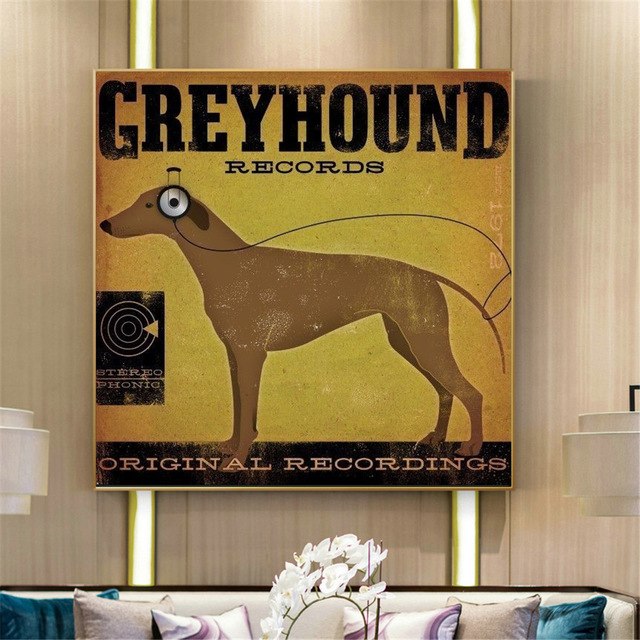 Retro Music Dog Canvas
