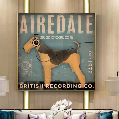Retro Music Dog Canvas
