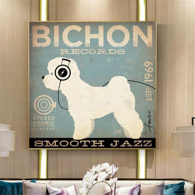 Retro Music Dog Canvas