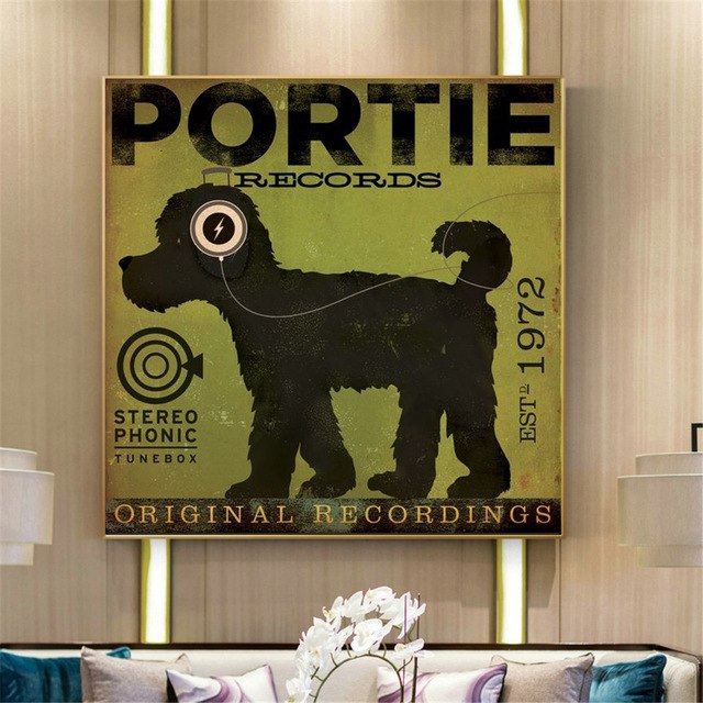 Retro Music Dog Canvas