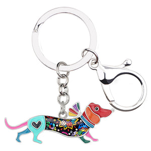 Spring Bloom Dachshund Keychain