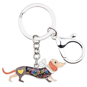 Spring Bloom Dachshund Keychain