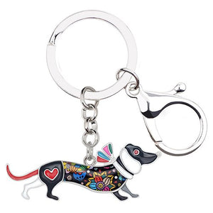 Spring Bloom Dachshund Keychain