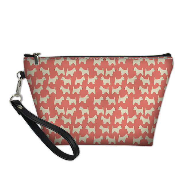 Floral Westie Cosmetic Case