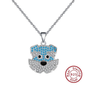 925 Sterling Silver Blue Schnauzer Pendant Necklace