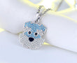 925 Sterling Silver Blue Schnauzer Pendant Necklace