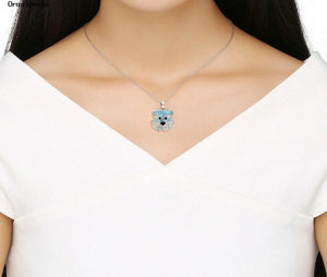 925 Sterling Silver Blue Schnauzer Pendant Necklace