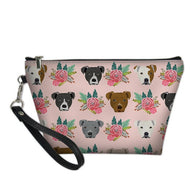 Pink Flowers Staffy Cosmetic Bag
